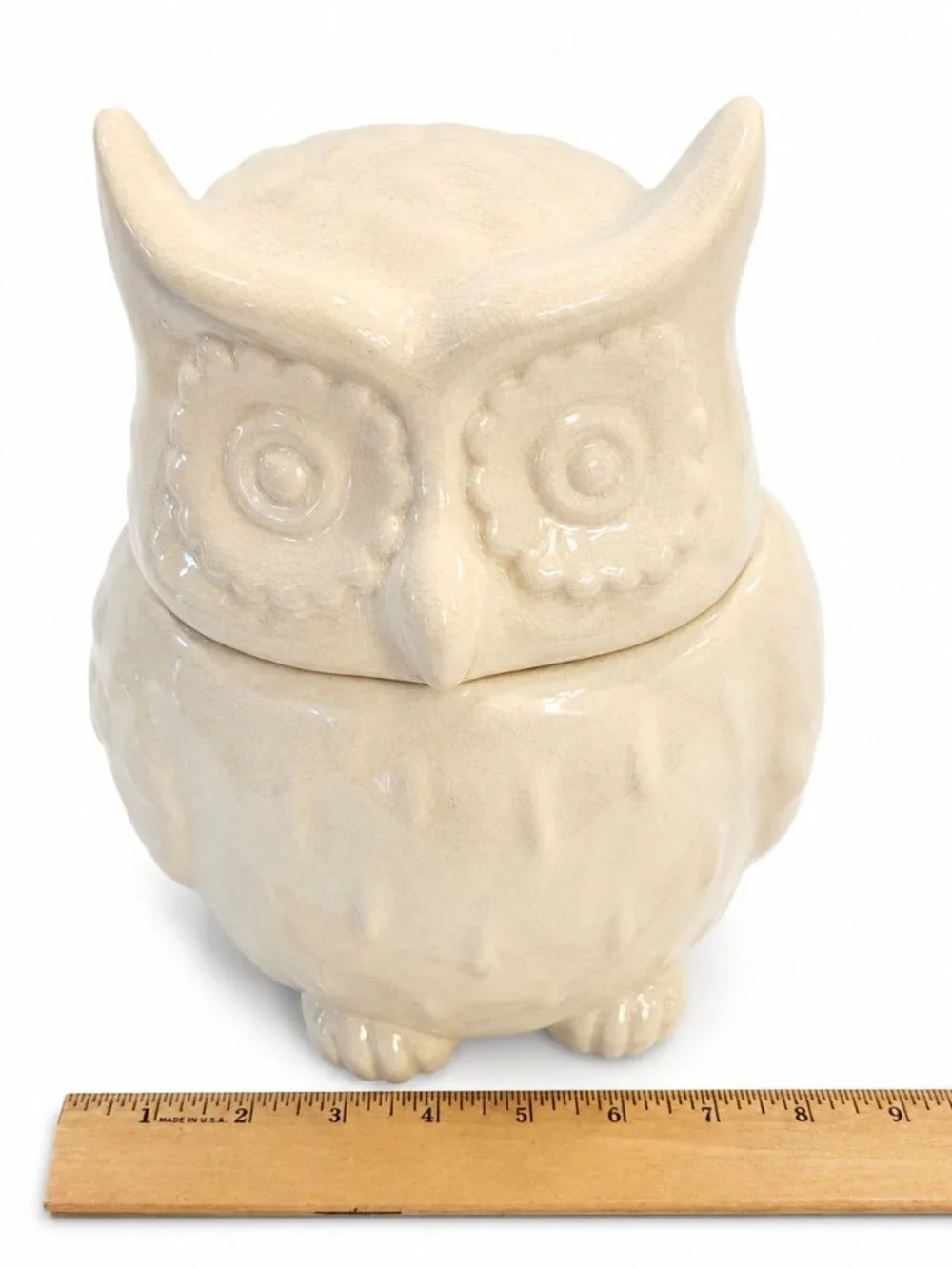 Threshold Owl Cookie Jar Cream Crackle Glaze Stoneware Ceramic Owl Canister
